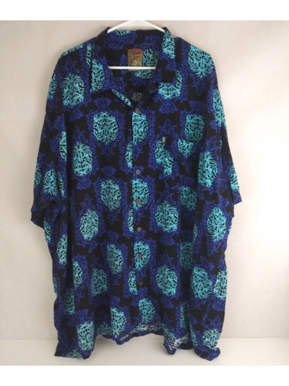 Pineapple Connection Men's Blue Hawaiian Casual Shirt Size 5XL